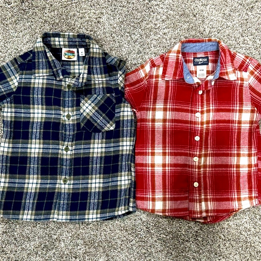 Boys 4T flannel button up shirts